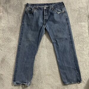 LEVI'S 501 Jeans Mens Size‎ 42x32 Original Straight Leg Button Fly Blue Denim